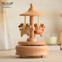 جعبه موزیکال چوبی طرح اسب