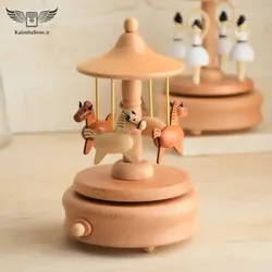 جعبه موزیکال چوبی طرح اسب