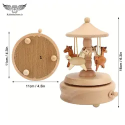 جعبه موزیکال چوبی طرح اسب