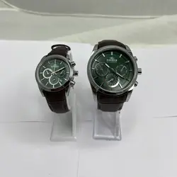 ست ساعت مچی عقربه ای زنانه و مردانه الگانس مدل بند چرمی
