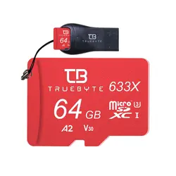 کارت حافظه microSD XC تروبایت مدل 633X-A2-V30 کلاس 10 استاندارد UHS-I U3 سرعت 95MBps ظرفیت 64 گیگابایت به همراه کارت‌خوان | فروشگاه اینترنتی کانی مارکت