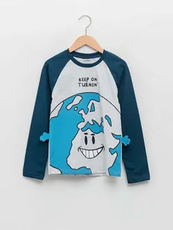 تیشرت طرح کره زمین پسرانه ال سی وایکیکی کد:W1BG49Z4