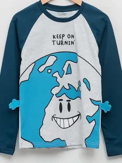 تیشرت طرح کره زمین پسرانه ال سی وایکیکی کد:W1BG49Z4