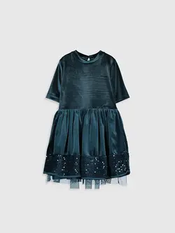 پیراهن مخمل مجلسی دخترانه ال سی وایکیکی کد:9WG971Z4