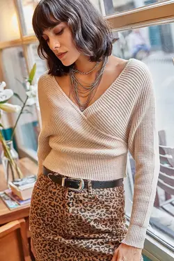 بلوز بافتنی زنانه یقه هفت Olalook کد:KZK-19000076