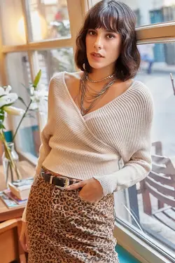 بلوز بافتنی زنانه یقه هفت Olalook کد:KZK-19000076