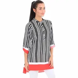 شومیز یقه ایستاده طرح دار زنانه بیگ دارت کد : HBV00000UIQ0A