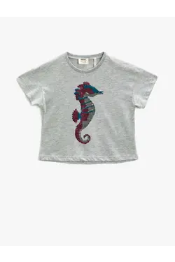 تیشرت پولک دار دخترانه کوتون کد:1YKG17535OK