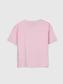 تیشرت دخترانه(بچگانه)تمام پنبه کارشده با پولک السی وایکیکی کد : 0SO083Z4 - FVB - Pembe