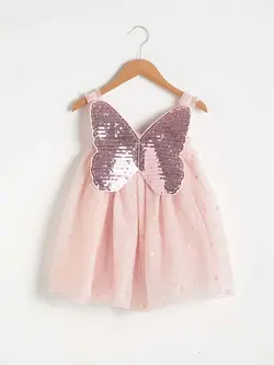 پیراهن توری نوزاد دخترانه ال سی وایکیکی کد:S10027Z1