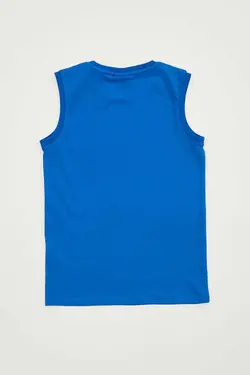 تیشرت آستین حلقه ای پسرانه آبی رنگ چاپ دار دیفاکتو