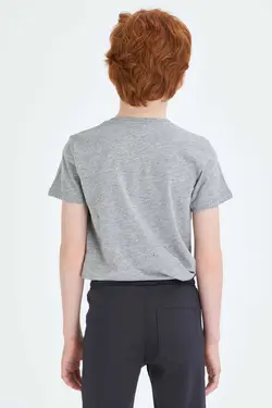 تیشرت یقه هفت پسرانه طوسی رنگ دیفاکتو