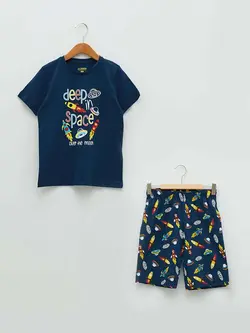 ست تیشرت و شورت طرح فضا پسرانه السی وایکیکی کد:S2DG61Z4