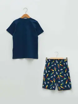 ست تیشرت و شورت طرح فضا پسرانه السی وایکیکی کد:S2DG61Z4