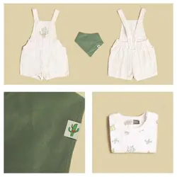 ست رامپر سه تیکه طرح کاکتوس ایندیگو indigo