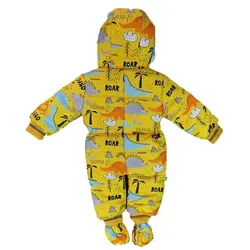 کاپشن سرهمی طرح دایناسور مدل زیزی کیدس زرد رنگ