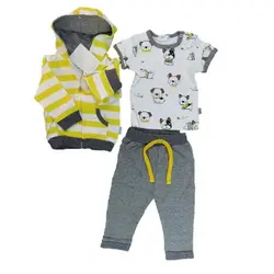 ست3تیکه طرح سگ رنگ طوسی و زرد مدل دانالو