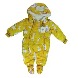 کاپشن سرهمی زرد طرح حیوانات مدل زیزی کیدس