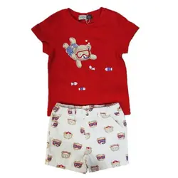 ست تیشرت و شلوارک پسرانه عینکی ایندیگو