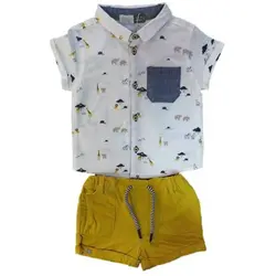 پیراهن و شلوار پسرانه ایندیگو طرح فیل