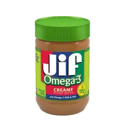 کره بادام زمینی کرمی بدون گلوتن با امگا 3 سبز جیف (Jif)