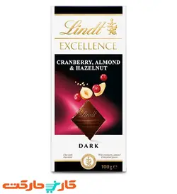 شکلات تخته ای لینت تلخ با مغز فندق و کرنبری اکسلنس Lindt Excellence