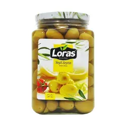 زیتون سبز هسته دار لیمویی لوراس 900 گرم Loras