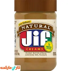 کره بادام زمینی کرمی  بدون گلوتن قهوه ای جیف (Jif)