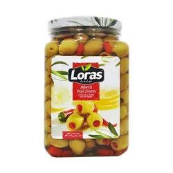 زیتون سبز با مغز فلفل لوراس 900 گرم Loras
