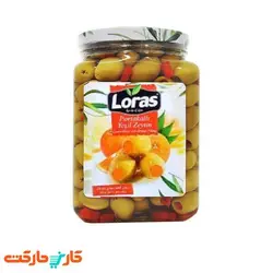 زیتون سبز با مغز پرتقالی 1650 گرمی  لوراس Loras