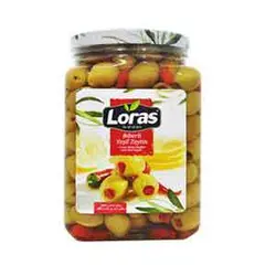 زیتون سبز با مغز فلفل سبز لوراس loras