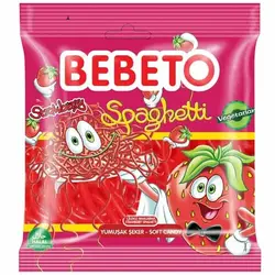 پاستیل ترش اسپاگتی توت فرنگی ببتو 80 گرم BEBETO Strawberry Spaghetti