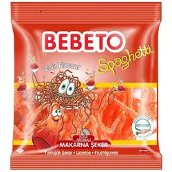 پاستیل ترش اسپاگتی نوشابه ببتو 80 گرم BEBETO Cola Flavour Spaghetti