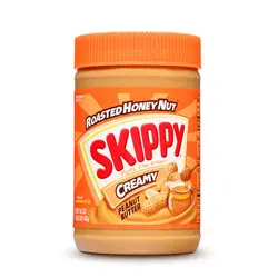 کره بادام زمینی کرمی بدون گلوتن تفت داده شده با عسل نارنجی اسکیپی (Skippy)
