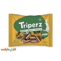 ویفر روکش کاکائویی با کرم شیری و تکه فندق تریپرز (Tripers) 220 گرم