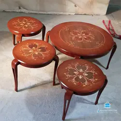 میز جلو مبلی و عسلی 4 تکه گرد معرق | فروشگاه آنلاین مبل خانه چین