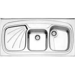 سینک ظرفشویی استیل البرز مدل 614/60 روکار . این سینک به صورت دولگنه - خانه استور