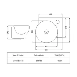 روشویی روکابینتی مروارید مدل پارمیدا 52 با ابعاد 21.2*39*52 - خانه استور