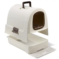 لانه کامل گربه کرور (CURVER) مدل RATTAN CAT LITTER BOX