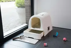 لانه کامل گربه کرور (CURVER) مدل RATTAN CAT LITTER BOX