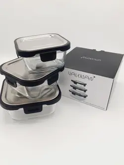 ظرف نگهدارنده 3 تکه مربع درب استیل والرین 30001 - فروشگاه اینترنتی خانه نو