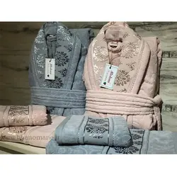 سرویس حوله Modena دو قلو 10 تکه طوسی صورتی چرک