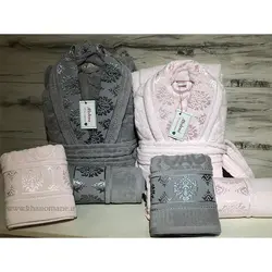 سرویس حوله Modena دو قلو 10 تکه طوسی تیره صورتی