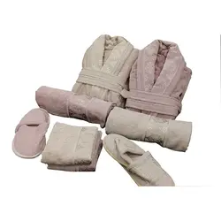 ست حوله مودنا دو قلو 10 تکه یاسی استخوانی