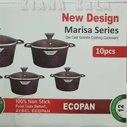 سرویس قابلمه 10 پارچه آیسل مدل ماریسا طرح پوست ماری