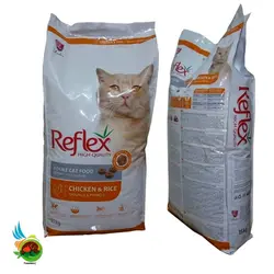 غذای خشک گربه بالغ رفلکس با طعم مرغ و برنج Reflex adult cat food chicken & rice وزن 15 کیلوگرم ( اپن باکس )