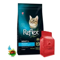 غذای خشک گربه بالغ عقیم شده رفلکس پلاس با طعم ماهی Reflex plus adult cat food sterilised with salmon وزن 1 کیلوگرم ( بسته بندی ملودی مهربانی )