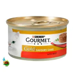 کنسرو گربه کیکی گورمت گلد با طعم گوشت گاو Gourmet gold with Beef  وزن ۸۵ گرم