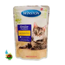 پوچ گربه مسن وینستون با طعم مرغ مدل Winston Senior with Chicken وزن ۱۰۰ گرم
