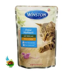 پوچ گربه وینستون با طعم گوشت شکار و اردک در ژله Winston Game & Duck In Jelly وزن 100 گرم